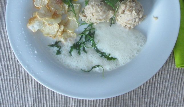 Möglicherweise war dies die Konsistenz, die der 3 Sternekoch beabsichtigt hat. Eine Art aufgeschäumte Müslimilch. Das hatten wir vor dem Rettungsversuch.