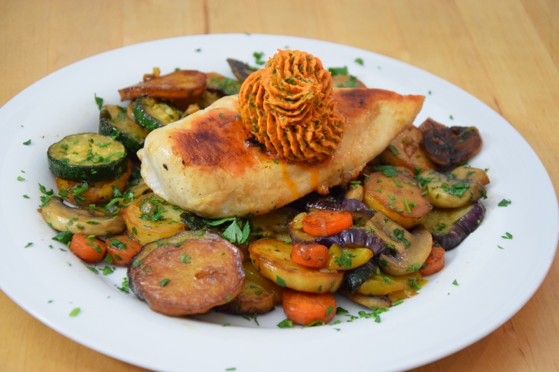 Gemüsepfanne mit Hühnerbrust Title