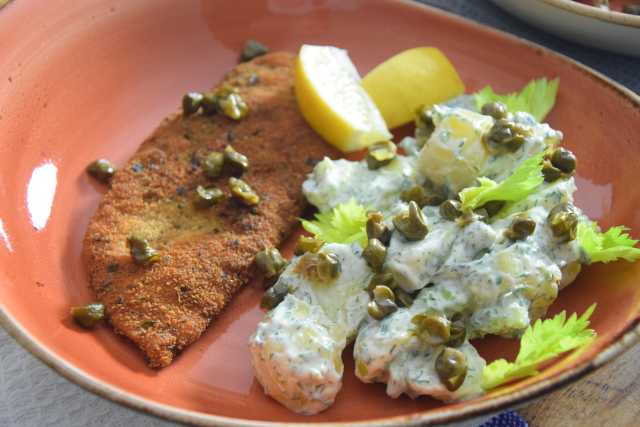 Hähnchenschnitzel mit Mayonnaise-Dill-Kartoffeln (5)