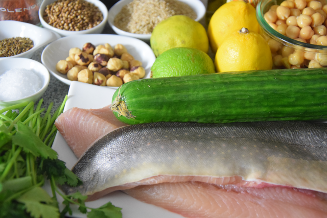 Bachsaibling mit Korianderducca und Limettengurken (1)