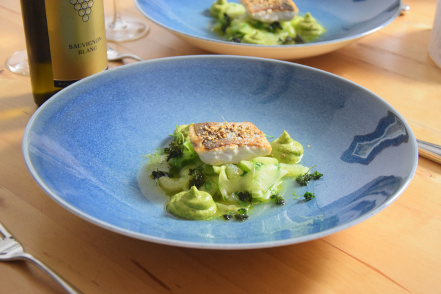 Bachsaibling mit Korianderducca und Limettengurken (5)