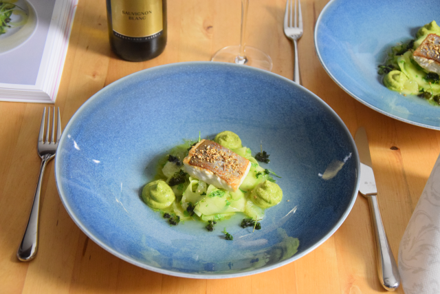 Bachsaibling mit Korianderducca und Limettengurken (7)