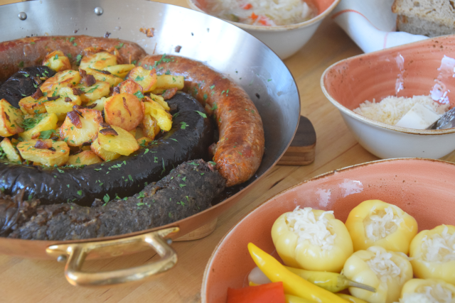 Mangalitza-Blutwurst und -Leberwurst, kolbász (9)