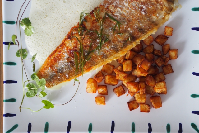 Gebratener Zander mit allem Drum und Dran